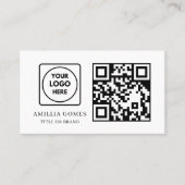 White QR Code | Modern Minimal Custom Contact  名刺 (正面)