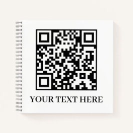 White QR | Minimalist Clean Custom Text ノートブック