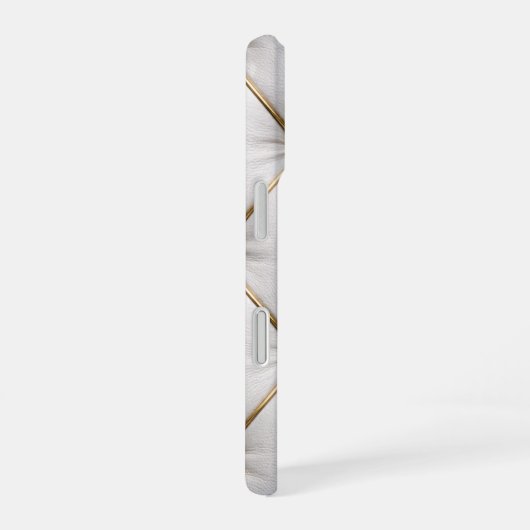 White Quilted Leather & Gold Studs Phone Case iPhone 16ケース (右側面)