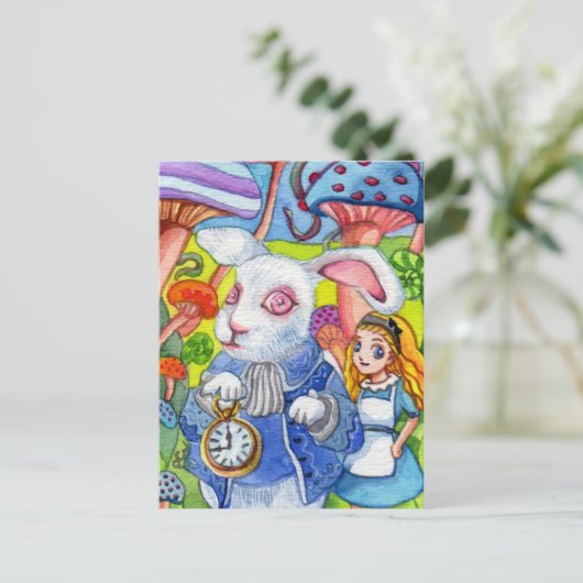 White rabbit and mini Aliace ポストカード (スタンド正面)