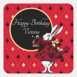 White Rabbit in Red Birthday スクエアシール