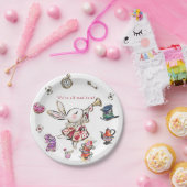 White Rabbit Mad Hatter Tea Party Birthday ペーパープレート (パーティー)