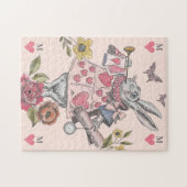 White Rabbit Vintage Alice in Wonderland Monogram ジグソーパズル (横)