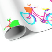 white rainbow bikes colorful bicycles ラッピングペーパー (ロールコーナー)