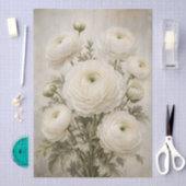White Ranunculus Decoupage Paper | Vintage Mood 薄葉紙 (クラフト)