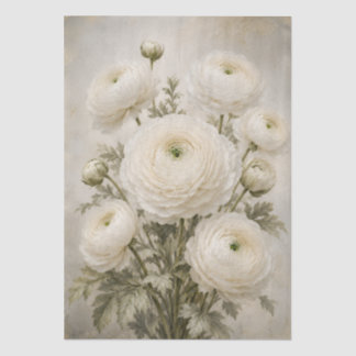 White Ranunculus Decoupage Paper | Vintage Mood 薄葉紙
