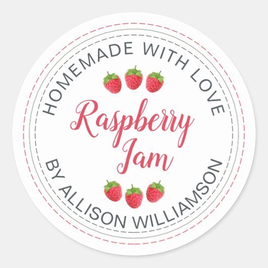 White Raspberry Homemade With Love Jam  ラウンドシール (正面)