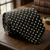 White Raven Bird Pattern – Gothic Groom Gift ネクタイ