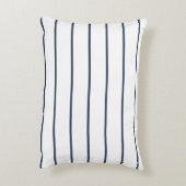 White Rectangular Accent Pillow with Blue Stripes アクセントクッション (裏面(縦))
