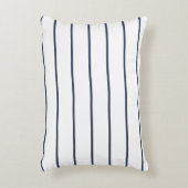 White Rectangular Accent Pillow with Blue Stripes アクセントクッション (正面(垂直))