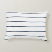 White Rectangular Accent Pillow with Blue Stripes アクセントクッション (裏面)