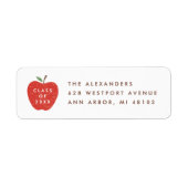 White Red Apple Preschool Graduation Address Label ラベル (正面)