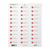 White Red Apple Preschool Graduation Address Label ラベル (フルシート)