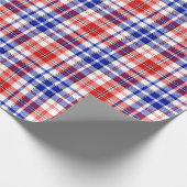White Red Blue Plaid Tartan Design  ラッピングペーパー (角)