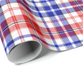 White Red Blue Plaid Tartan Design  ラッピングペーパー (ロールコーナー)