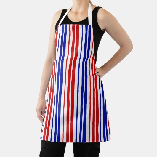 White Red Blue Stripes Pattern   エプロン (インサイチュ)