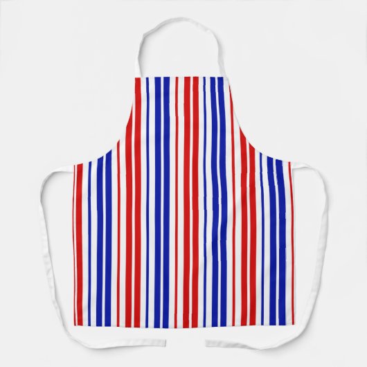 White Red Blue Stripes Pattern   エプロン (正面)
