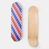 White Red Blue Stripes Pattern   スケートボード (正面)