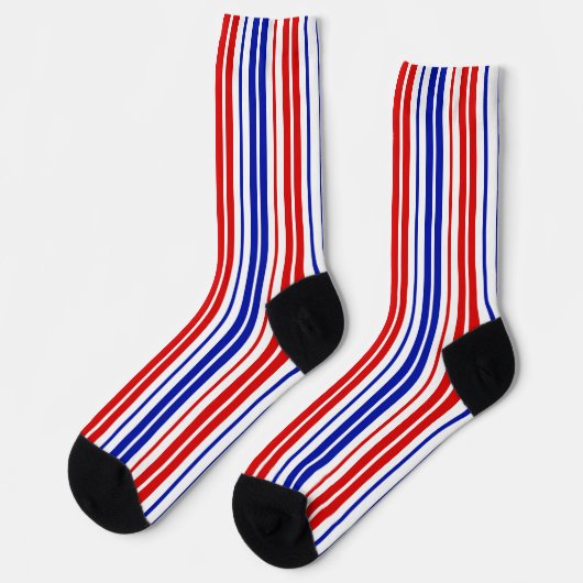 White Red Blue Stripes Pattern   ソックス (左)