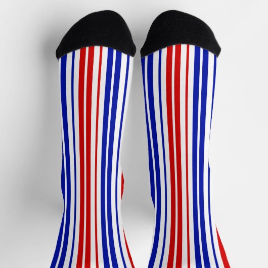 White Red Blue Stripes Pattern   ソックス (上部)