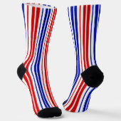 White Red Blue Stripes Pattern   ソックス (傾斜あり)