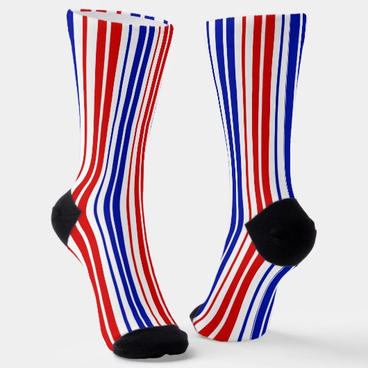 White Red Blue Stripes Pattern   ソックス (傾斜あり)