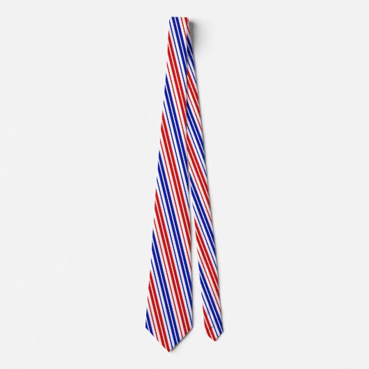 White Red Blue Stripes Pattern   ネクタイ (正面)
