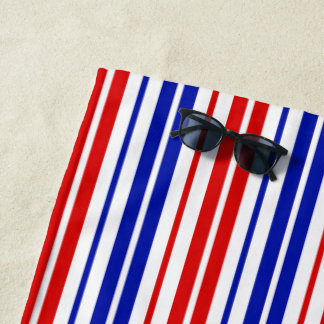 White Red Blue Stripes Pattern   ビーチタオル