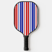 White Red Blue Stripes Pattern   ピックルボールラケット (正面)