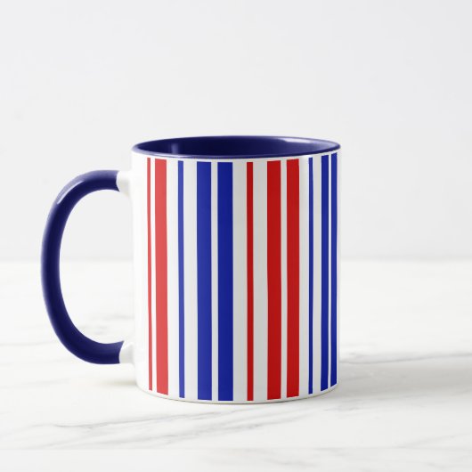 White Red Blue Stripes Pattern   マグカップ (左)