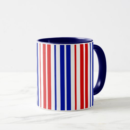 White Red Blue Stripes Pattern   マグカップ (正面右)
