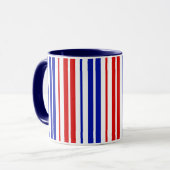 White Red Blue Stripes Pattern   マグカップ (正面左)