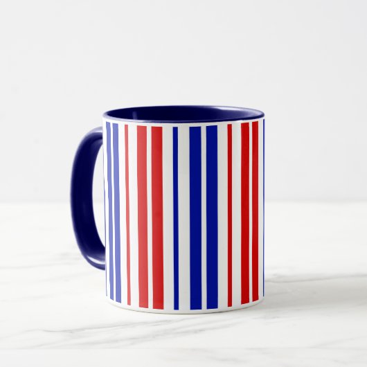 White Red Blue Stripes Pattern   マグカップ (正面左)