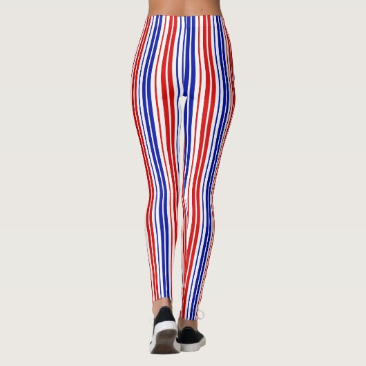 White Red Blue Stripes Pattern   レギンス (裏面)