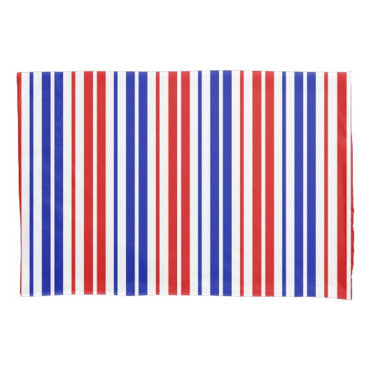 White Red Blue Stripes Pattern   枕カバー (正面)