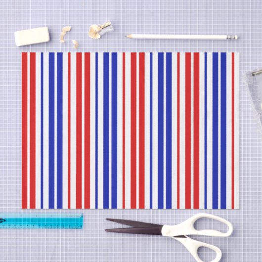 White Red Blue Stripes Pattern   薄葉紙 (クラフト)