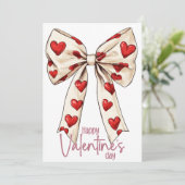 White Red Bow Blush Pink Happy Valentines Day シーズンカード (スタンド正面)