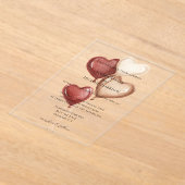 White Red Cream Heart Balloons Wedding アクリル招待状 (レイダウン)