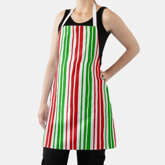 White Red Green Stripes Pattern   エプロン (インサイチュ)