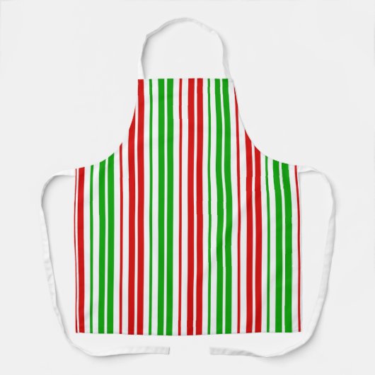 White Red Green Stripes Pattern   エプロン (正面)