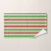 White Red Green Stripes Pattern   バスタオルセット (ハンドタオル)