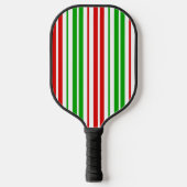 White Red Green Stripes Pattern   ピックルボールラケット (正面)