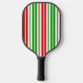 White Red Green Stripes Pattern   ピックルボールラケット (裏面)