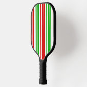 White Red Green Stripes Pattern   ピックルボールラケット (左)