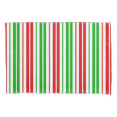 White Red Green Stripes Pattern   枕カバー (正面)