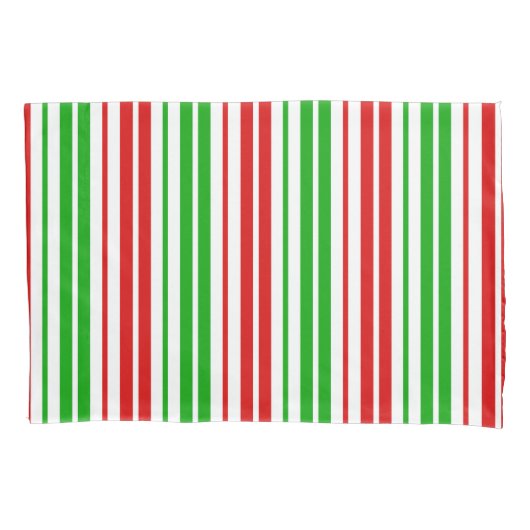 White Red Green Stripes Pattern   枕カバー (正面)