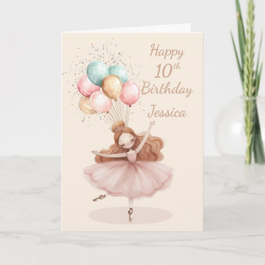 White, Red Haired Ballerina 10th Birthday * カード (正面)