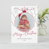 WHITE RED MODERN TYPOGRAPHY PHOTO ORNAMENT シーズンカード (スタンド正面)