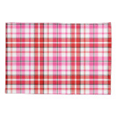 White Red Pink Plaid Tartan Design  枕カバー (裏面)