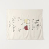 White Red Wine Glass Wedding Welcome タペストリー (正面(横))
